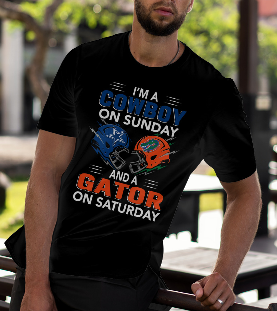 I'm A Cowboy On Sunday And A Gator On Saturday Football Helmets T-Shirt