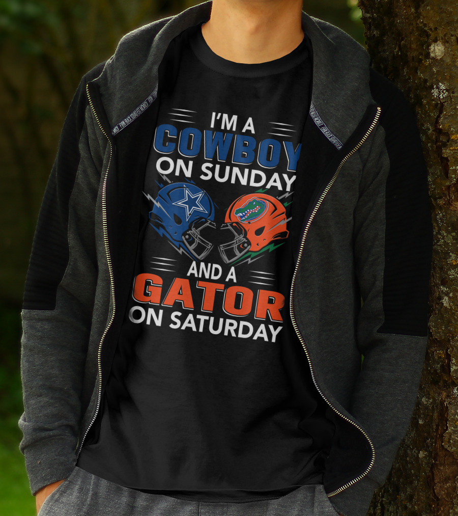 I'm A Cowboy On Sunday And A Gator On Saturday Football Helmets T-Shirt