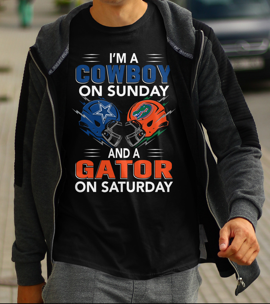 I'm A Cowboy On Sunday And A Gator On Saturday Football Helmets T-Shirt