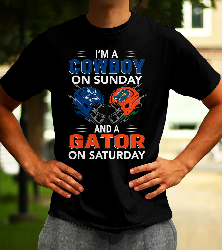 I'm A Cowboy On Sunday And A Gator On Saturday Football Helmets T-Shirt