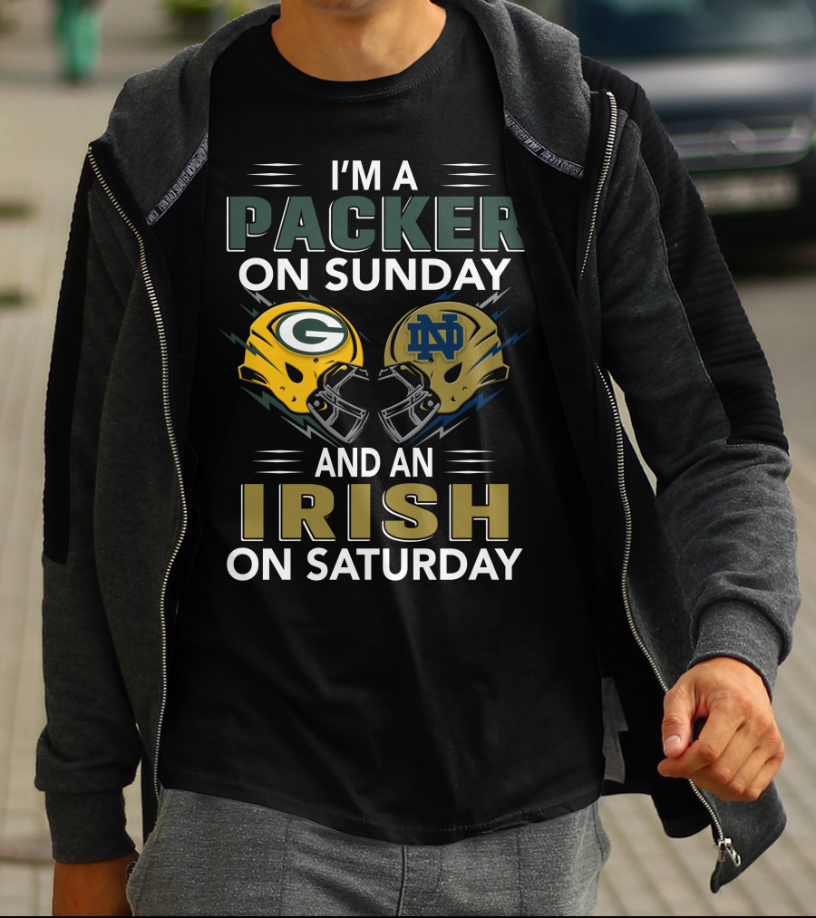 I'm A Packer On Sunday And An Irish On Saturday Helmets T-Shirt