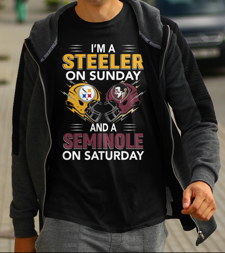 I'm A Steeler On Sunday And A Seminole On Saturday Helmet Clash T-Shirt