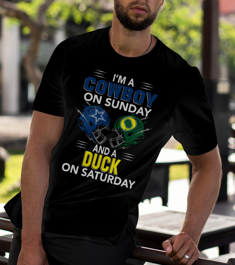 I'm A Cowboy On Sunday And A Duck On Saturday Football Helmets T-Shirt