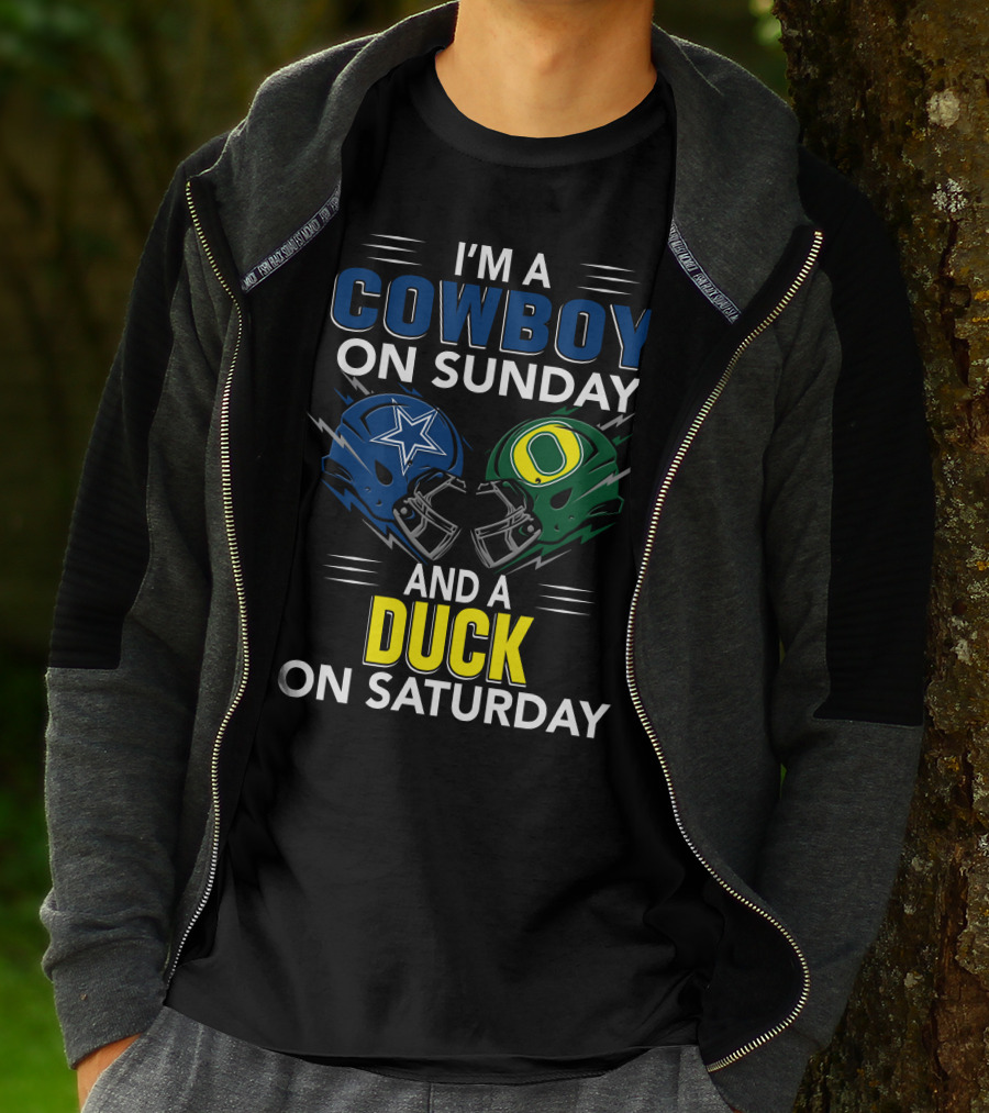 I'm A Cowboy On Sunday And A Duck On Saturday Football Helmets T-Shirt