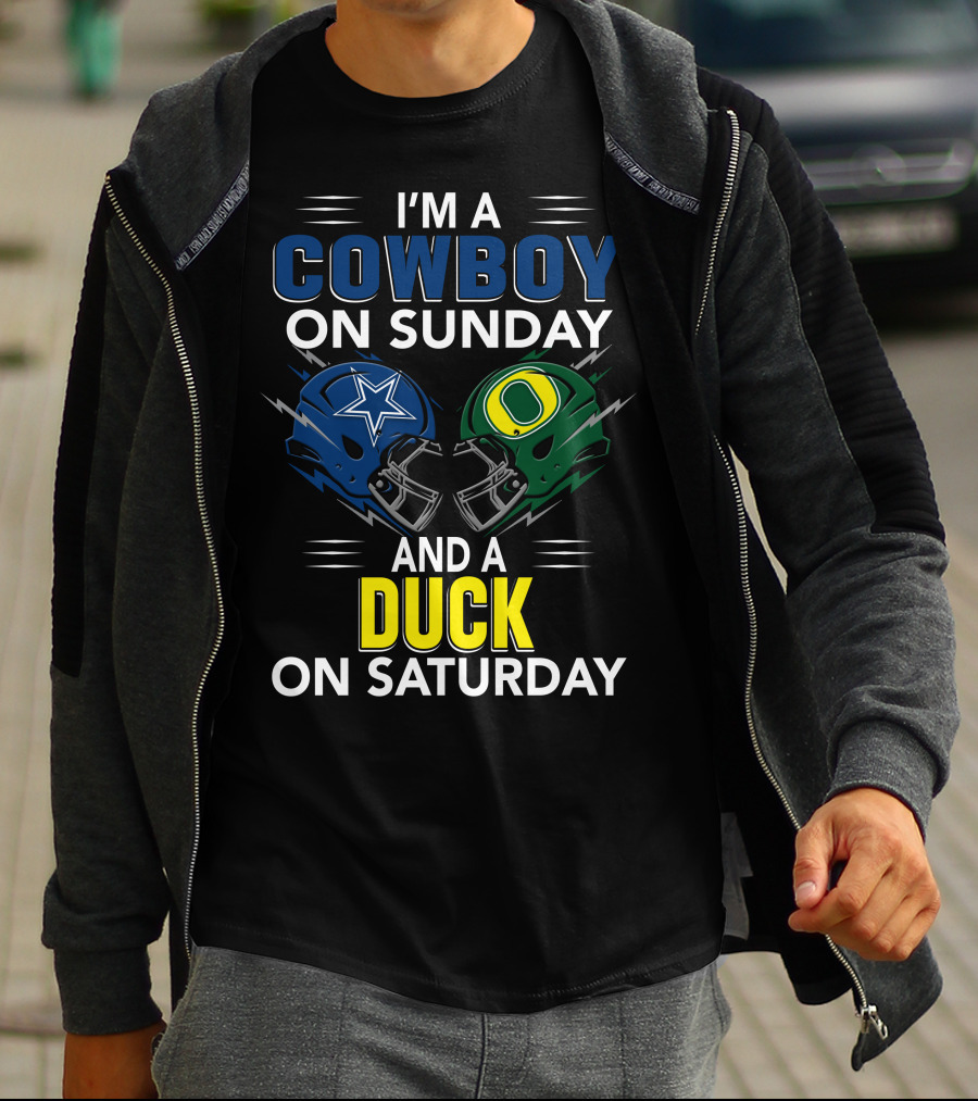 I'm A Cowboy On Sunday And A Duck On Saturday Football Helmets T-Shirt