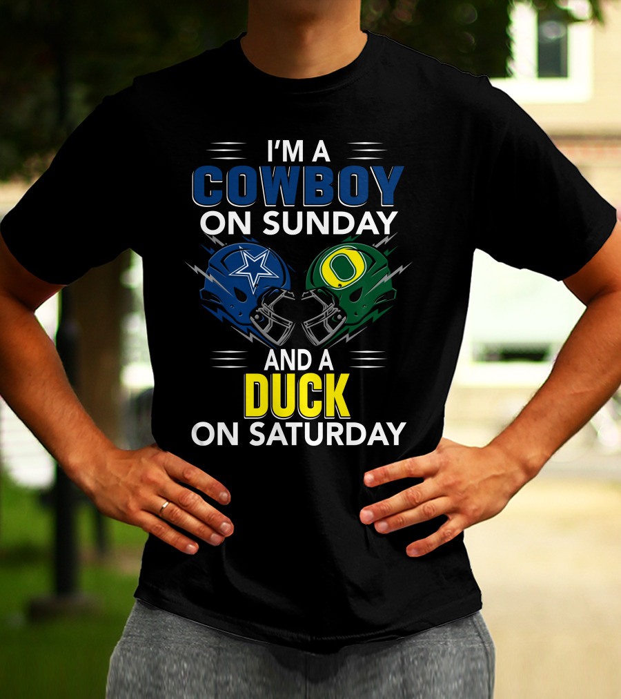 I'm A Cowboy On Sunday And A Duck On Saturday Football Helmets T-Shirt