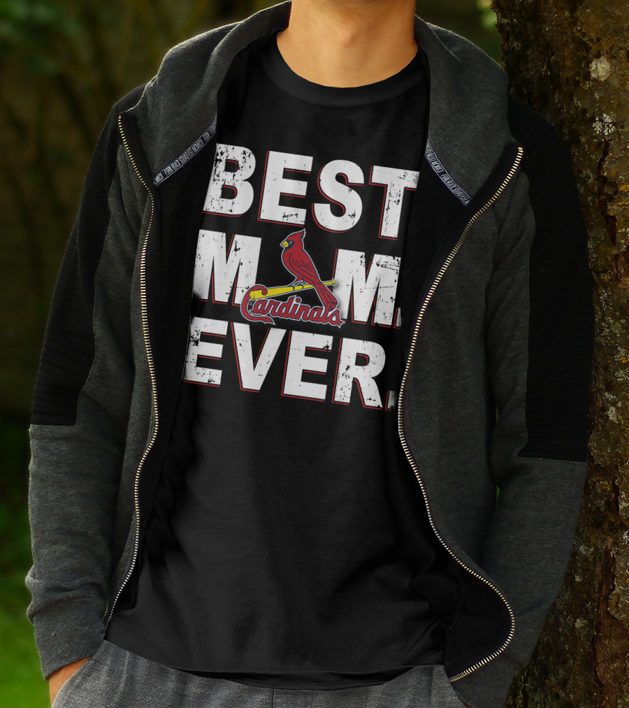 BEST MOM EVER STL Cardinals Bird On Bat T-Shirt