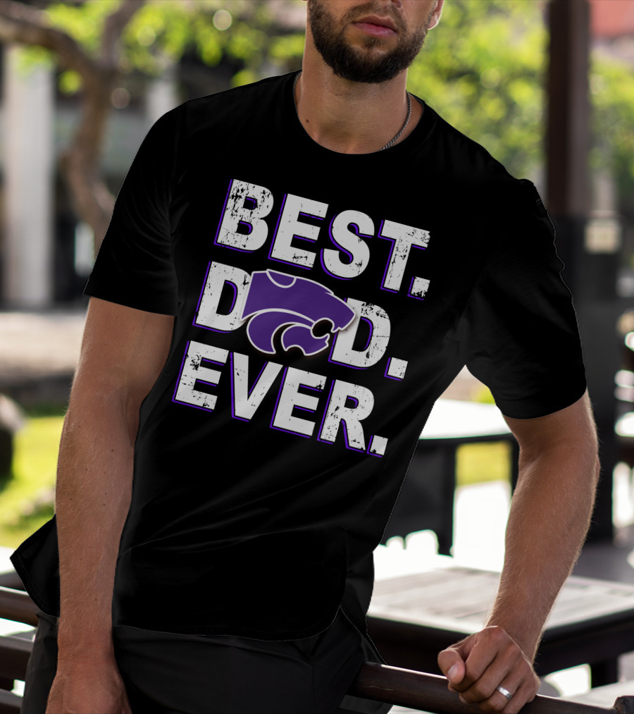 BEST DAD EVER Wildcat Logo Purple And White T-Shirt
