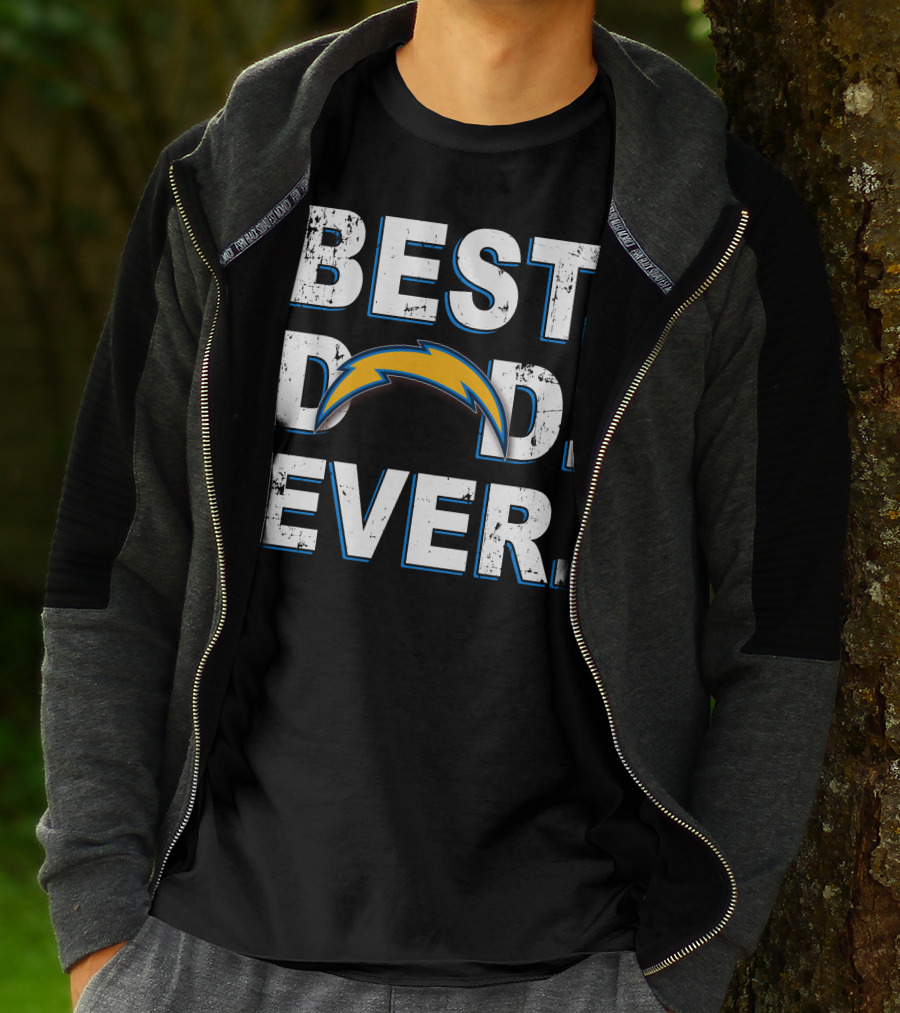 BEST DAD EVER Chargers Fan Lightning Bolt T-Shirt