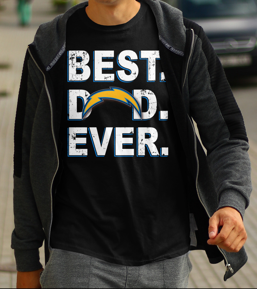 BEST DAD EVER Chargers Fan Lightning Bolt T-Shirt