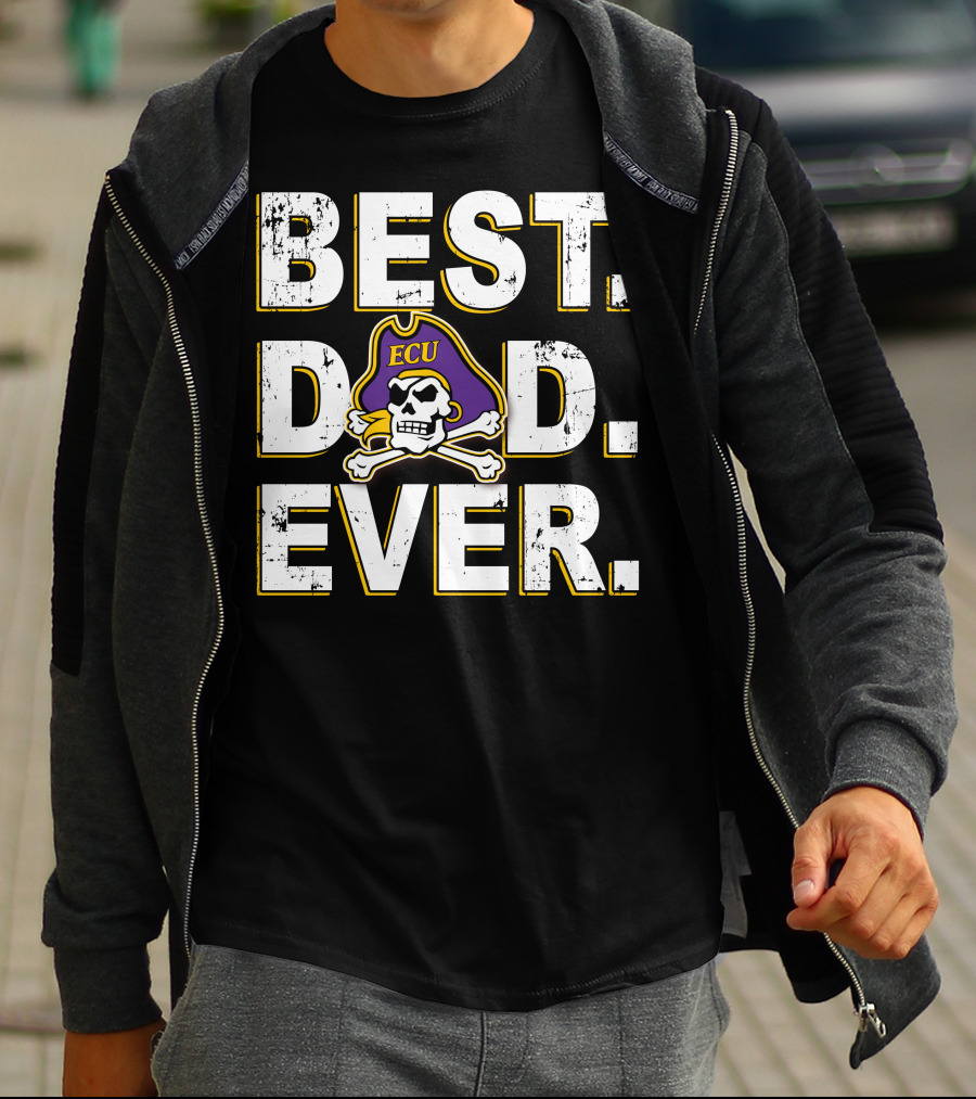 Best Dad Ever Ecu Pirates Skull And Crossbones T-Shirt