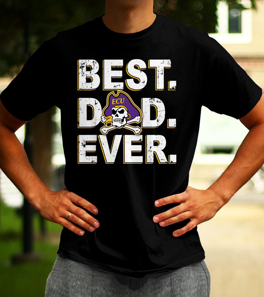 Best Dad Ever Ecu Pirates Skull And Crossbones T-Shirt