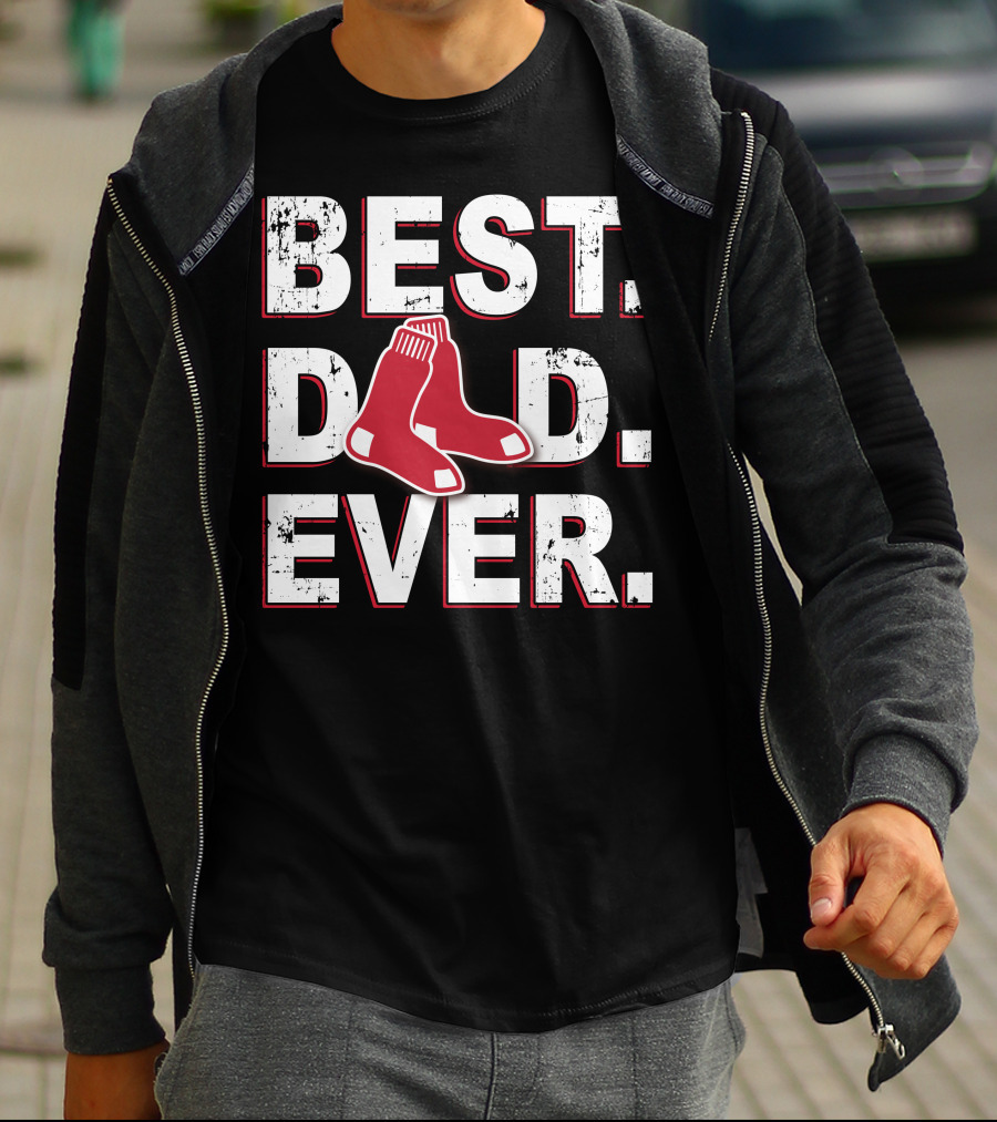 Best Dad Ever Red Socks Baseball Team Inspired T-Shirt