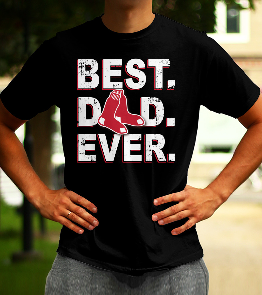 Best Dad Ever Red Socks Baseball Team Inspired T-Shirt