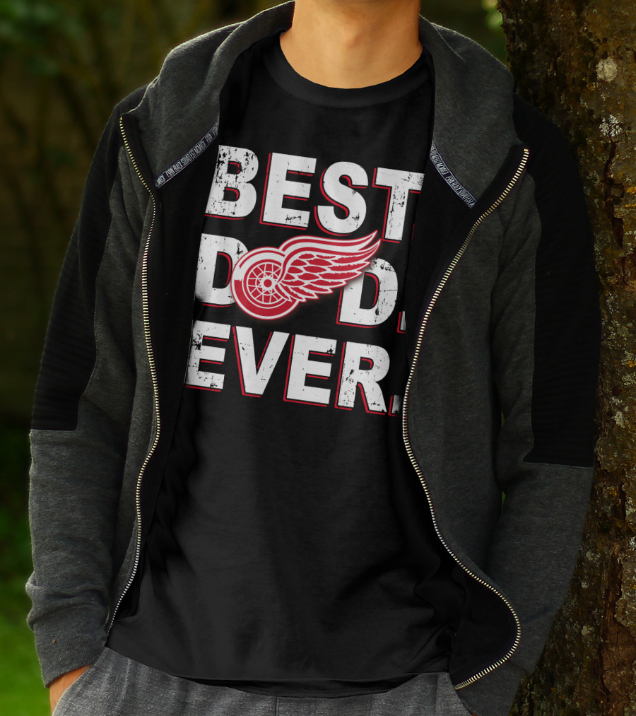 Best Dad Ever Detroit Hockey Wings T-Shirt