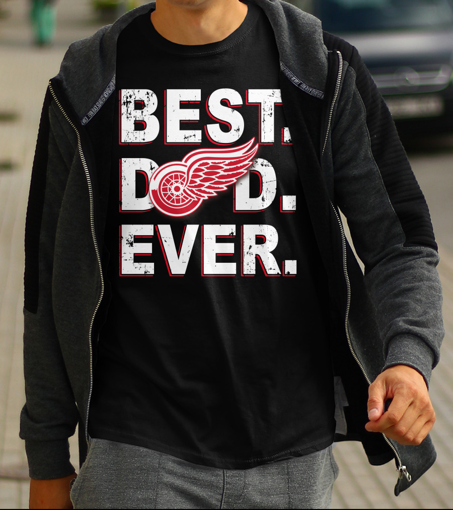 Best Dad Ever Detroit Hockey Wings T-Shirt