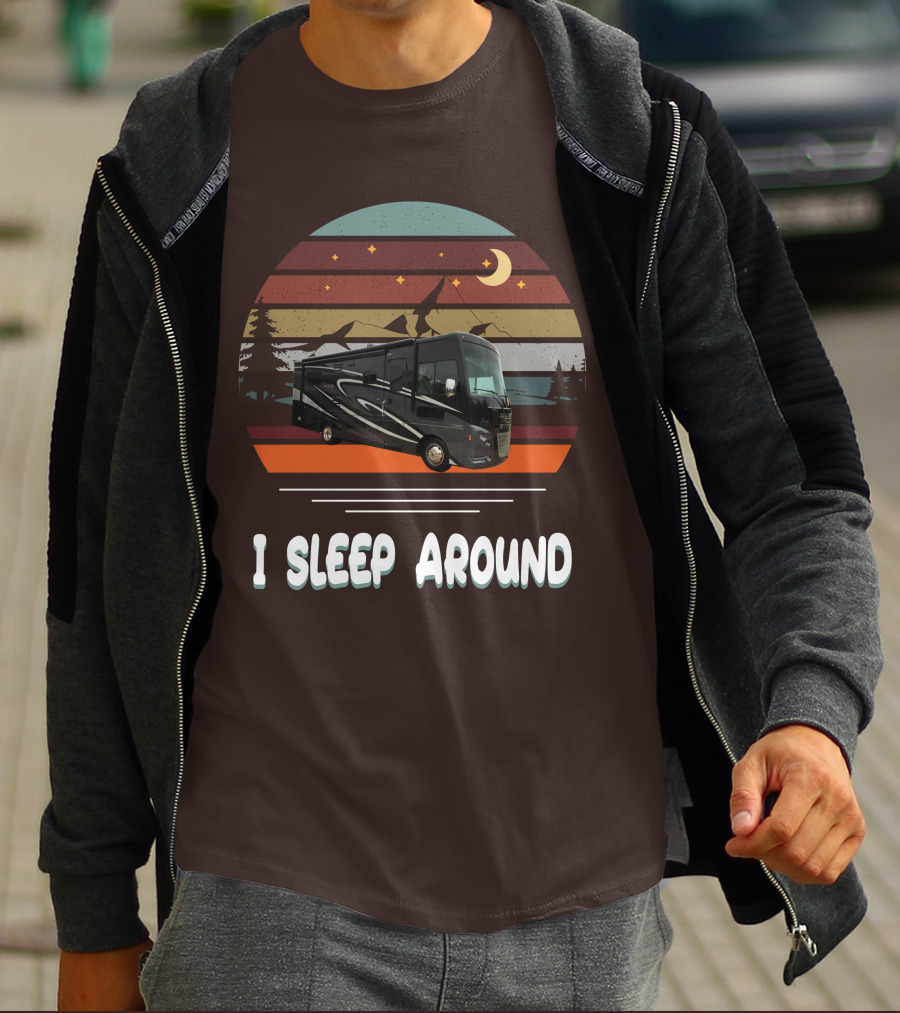 Winnebago Vista LX 27 I Sleep Around Retro Moon Stars Camping T-Shirt