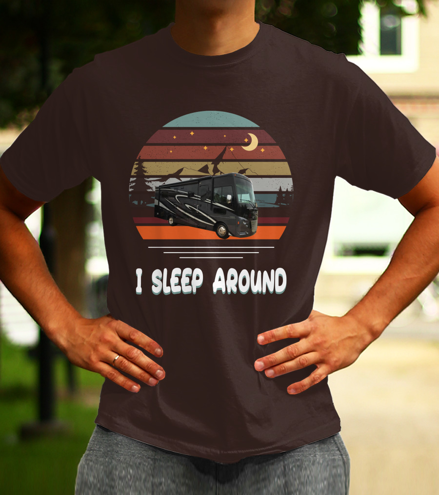 Winnebago Vista LX 27 I Sleep Around Retro Moon Stars Camping T-Shirt