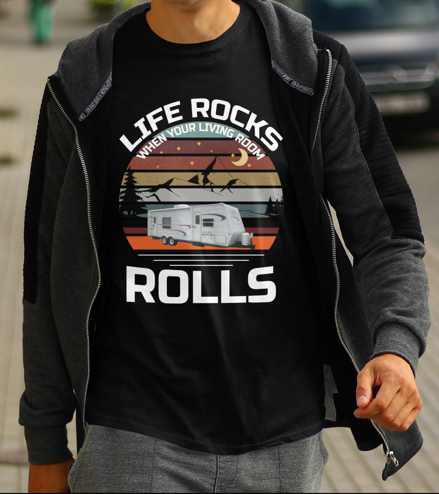 Life Rocks When Your Living Room Rolls Jayco Flight Camper Adventure T-Shirt