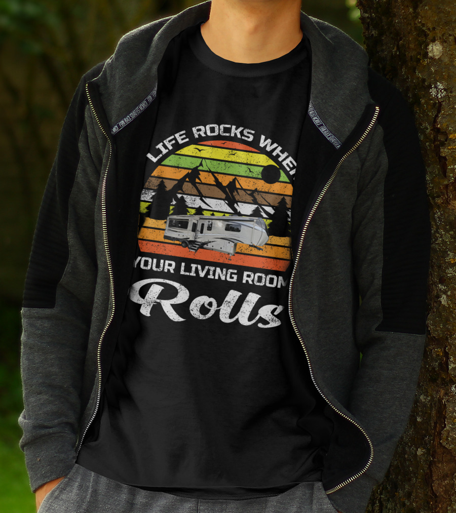 Life Rocks When Your Living Room Rolls Jayco Pinnacle Luxury 5th Wheels T-Shirt