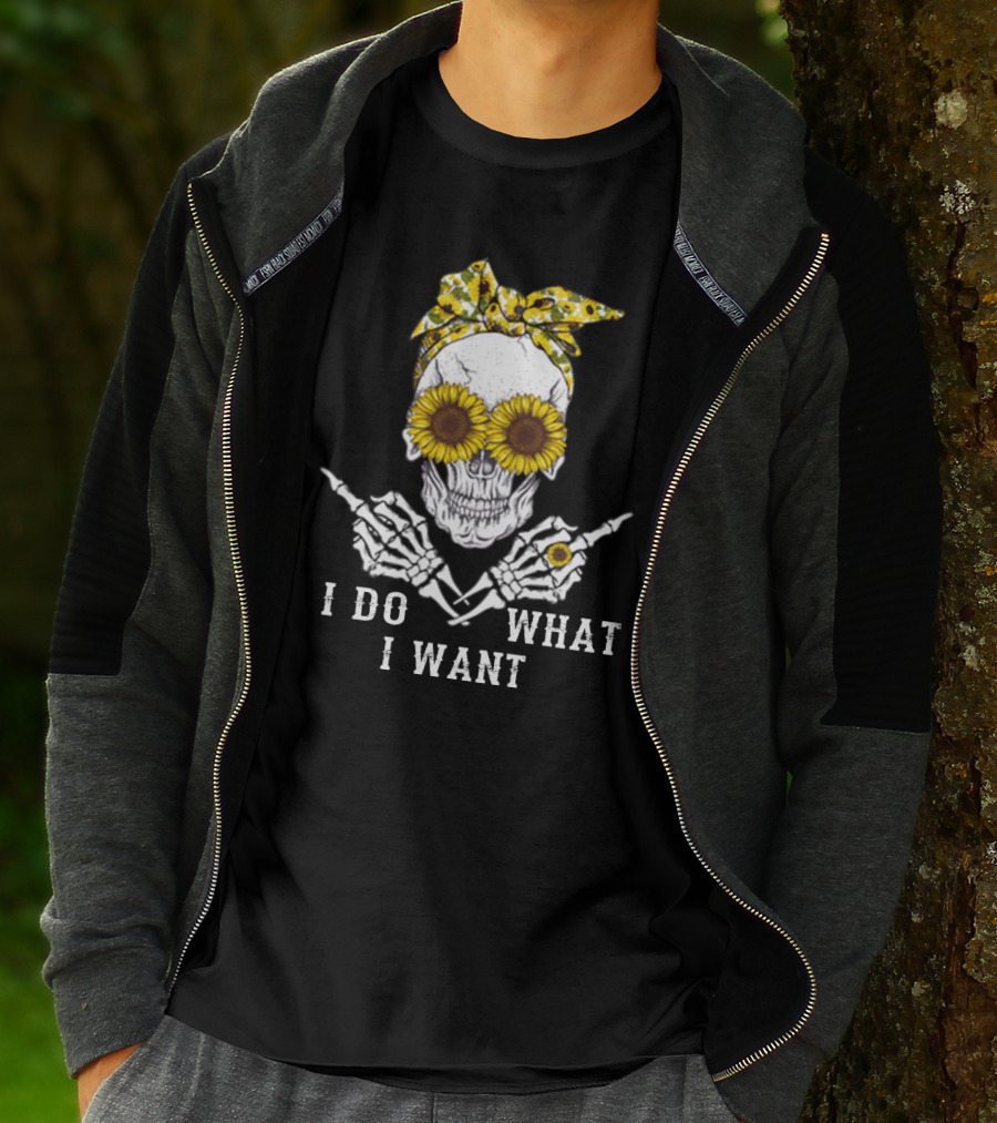 Sunflower Skull Bandana I Do What I Want T-Shirt