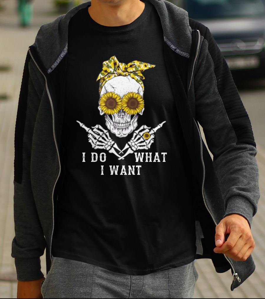Sunflower Skull Bandana I Do What I Want T-Shirt