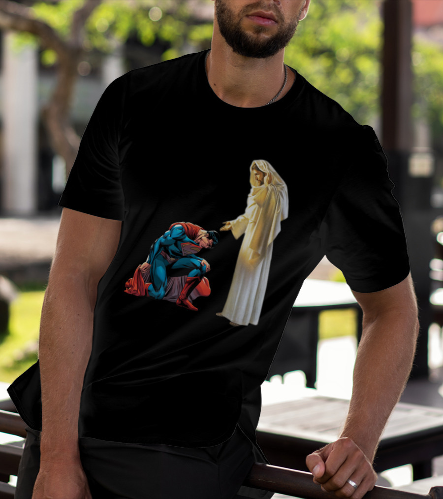 Superman Kneels Before God Jesus T-Shirt