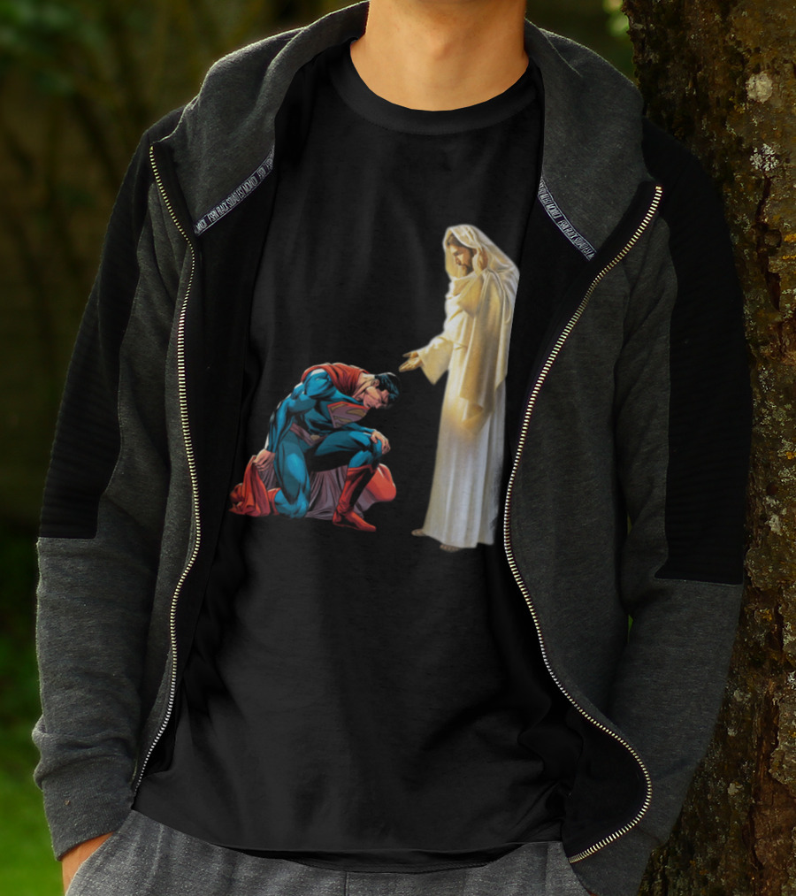 Superman Kneels Before God Jesus T-Shirt