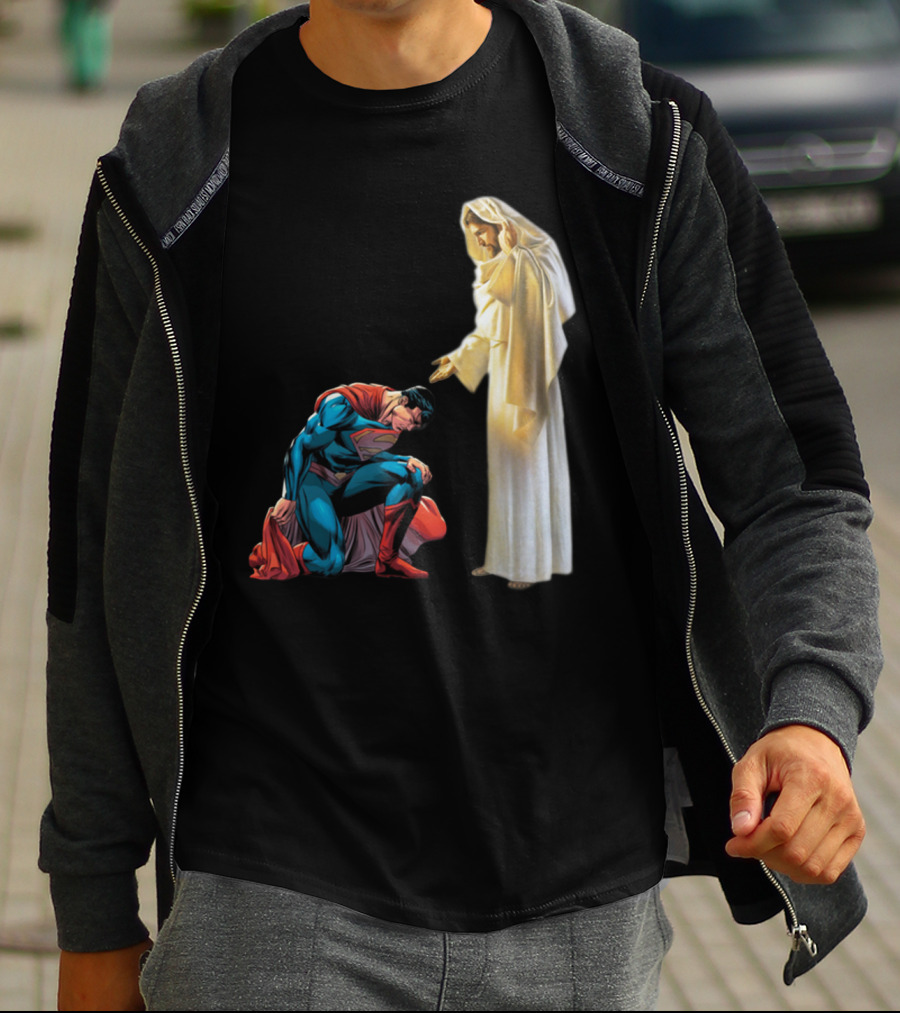 Superman Kneels Before God Jesus T-Shirt