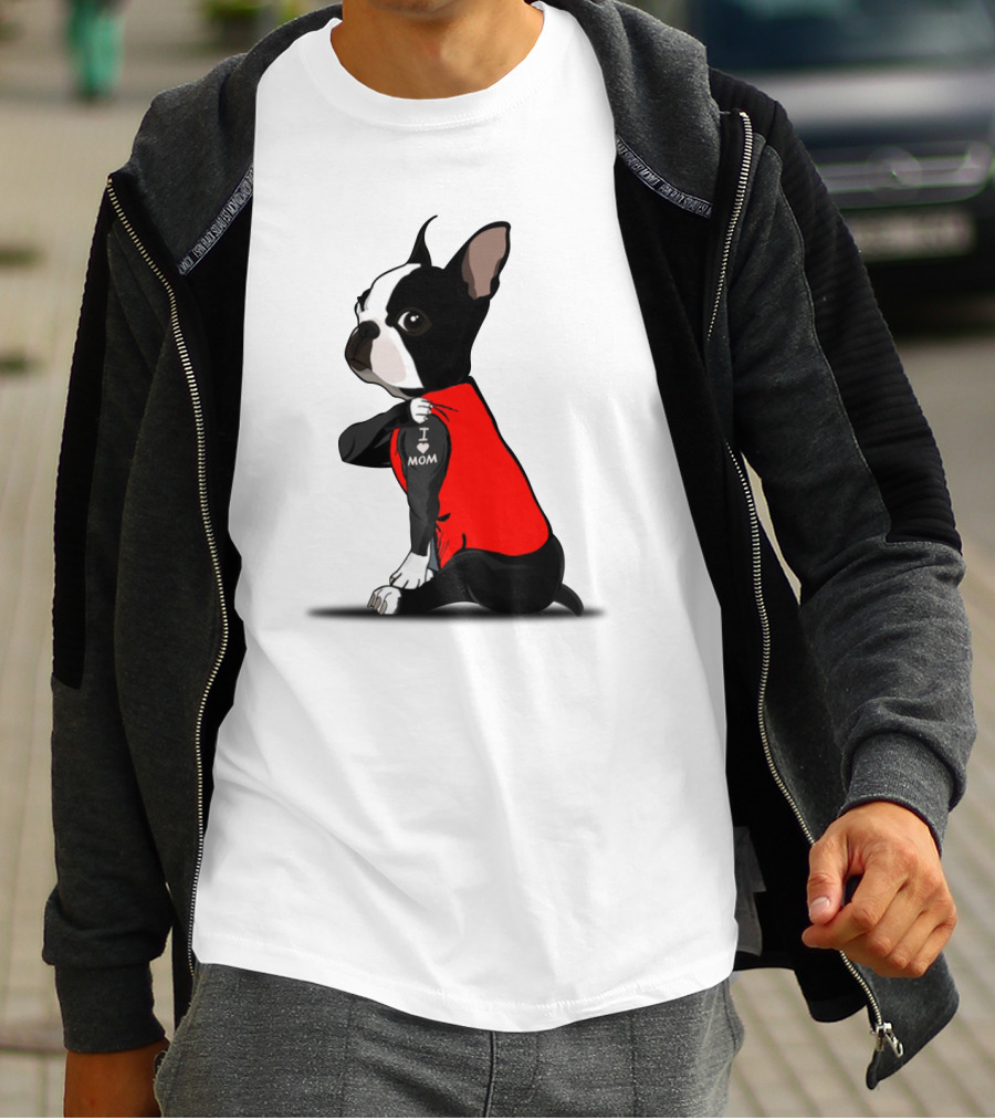 Boston Terrier I Love Mom T-Shirt