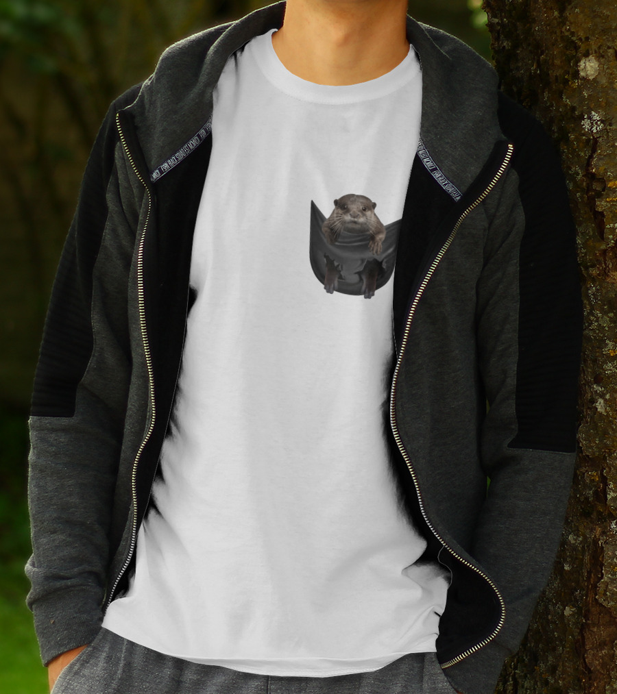 Otter In Black Pocket T-Shirt