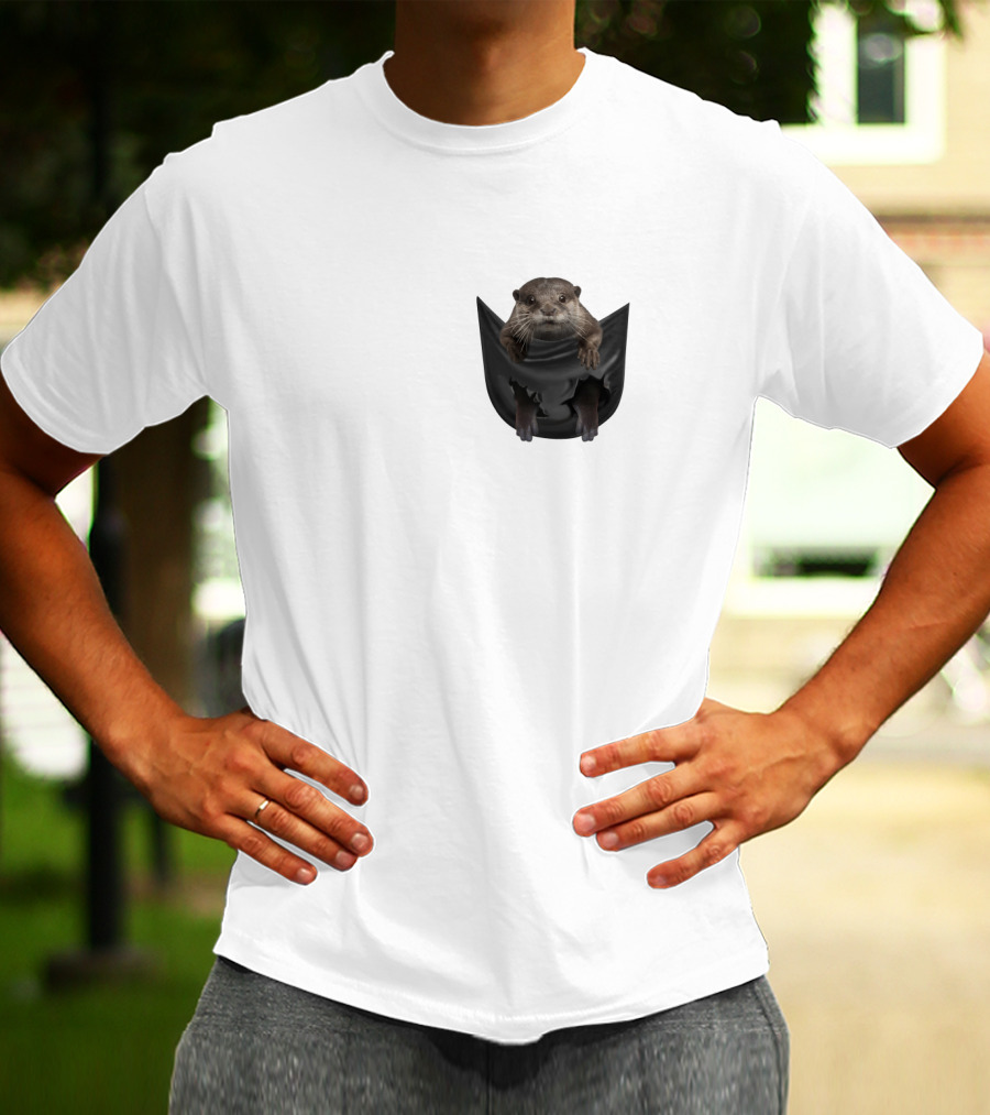 Otter In Black Pocket T-Shirt