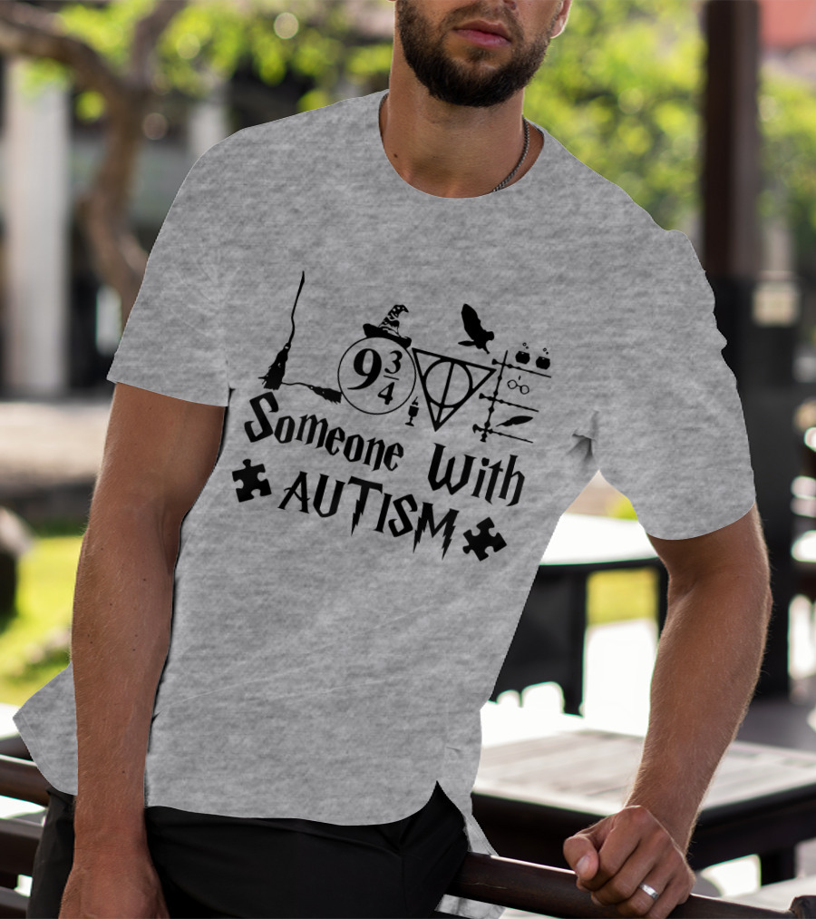 Love Someone With Autism 9 3/4 Wizard Elements Puzzle Pieces T-Shirt