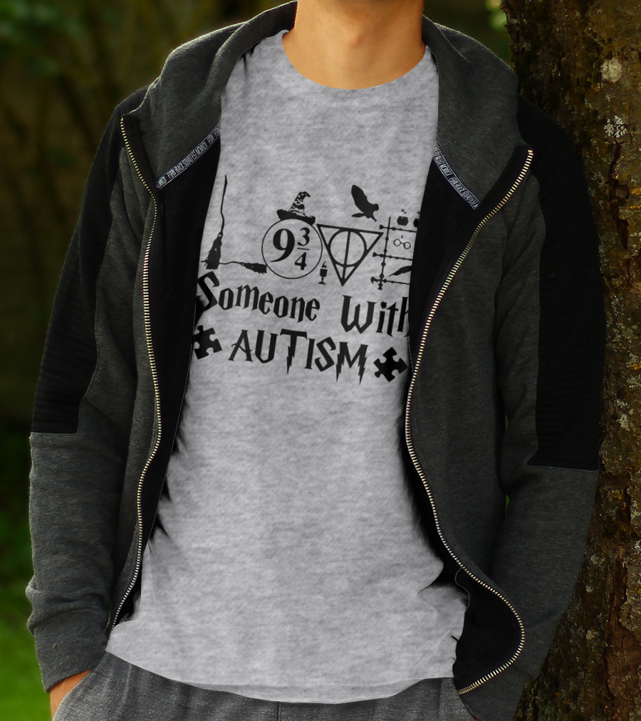 Love Someone With Autism 9 3/4 Wizard Elements Puzzle Pieces T-Shirt