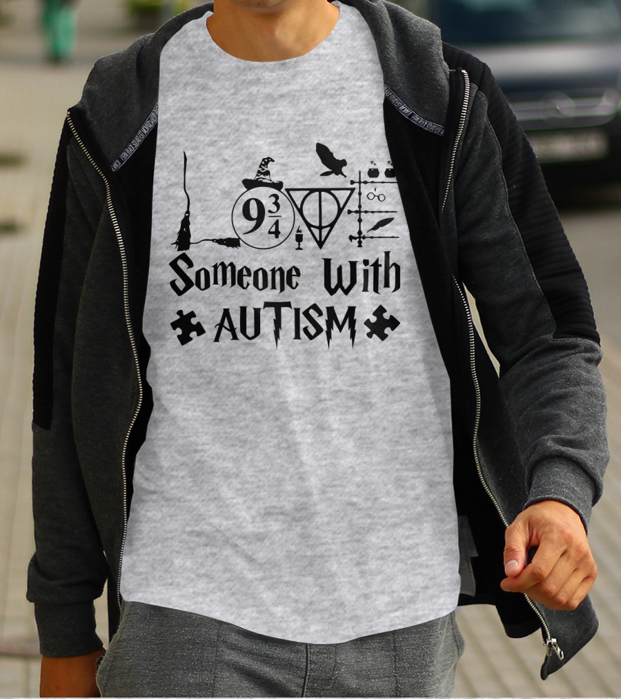 Love Someone With Autism 9 3/4 Wizard Elements Puzzle Pieces T-Shirt
