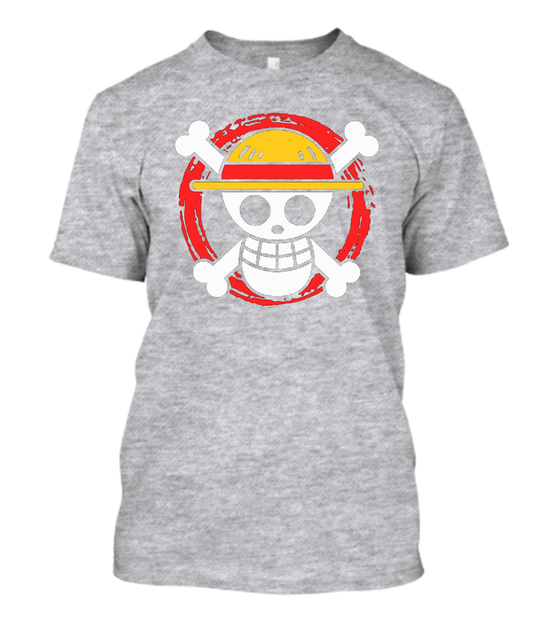Straw Hat Luffy Jolly Roger Icon On Red Circular Emblem T-Shirt