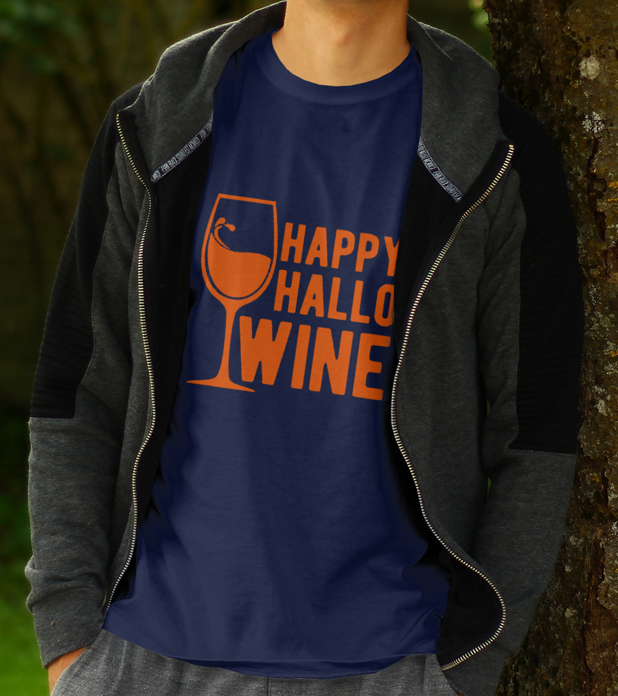 Happy HalloWine Wine Glass Halloween T-Shirt