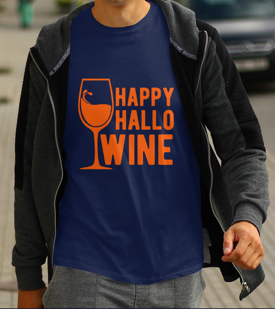Happy HalloWine Wine Glass Halloween T-Shirt