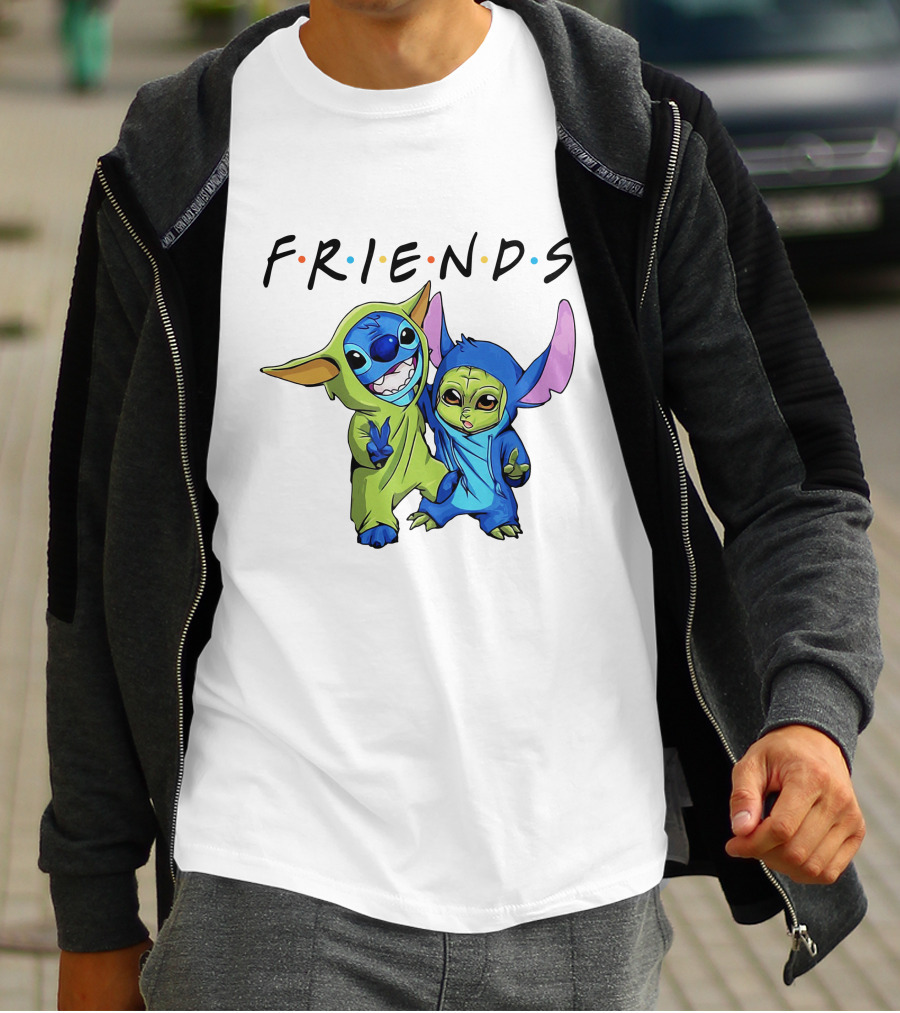 Stitch And Baby Yoda Friends TV Show T-Shirt