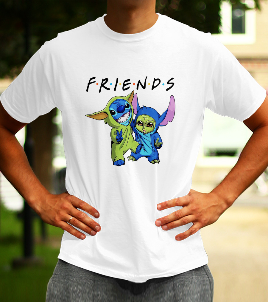 Stitch And Baby Yoda Friends TV Show T-Shirt