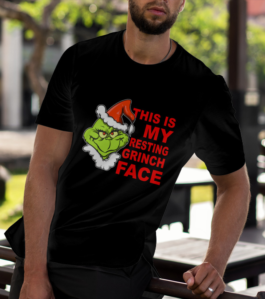 This Is My Resting Grinch Face Santa Hat Grumpy Expression T-Shirt