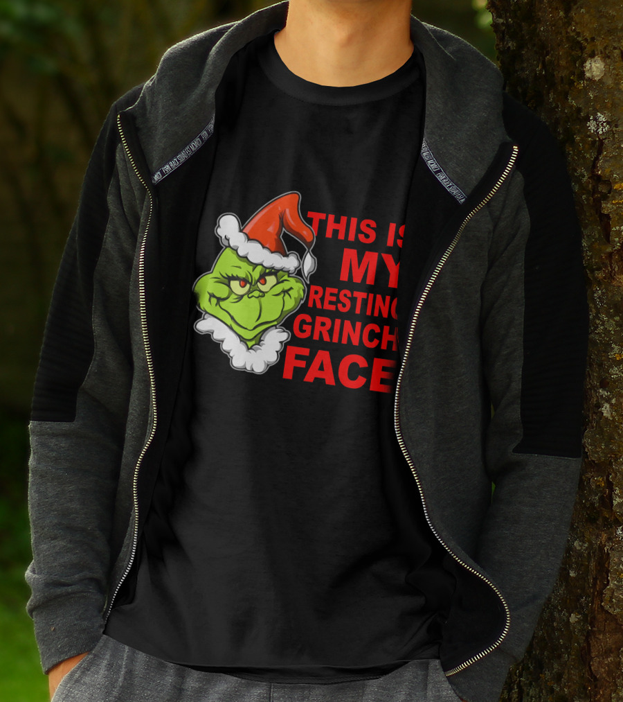 This Is My Resting Grinch Face Santa Hat Grumpy Expression T-Shirt