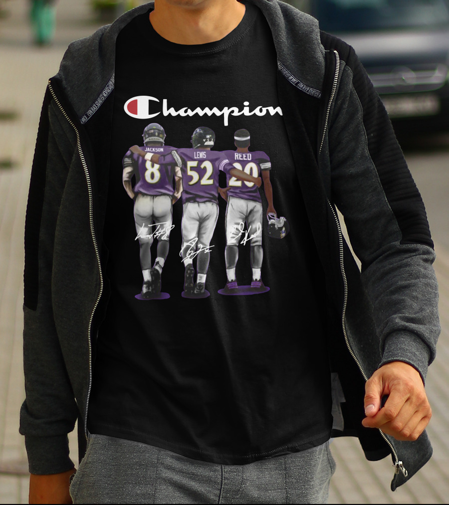 Champion Baltimore Ravens Jackson Lewis Reed Signatures T-Shirt