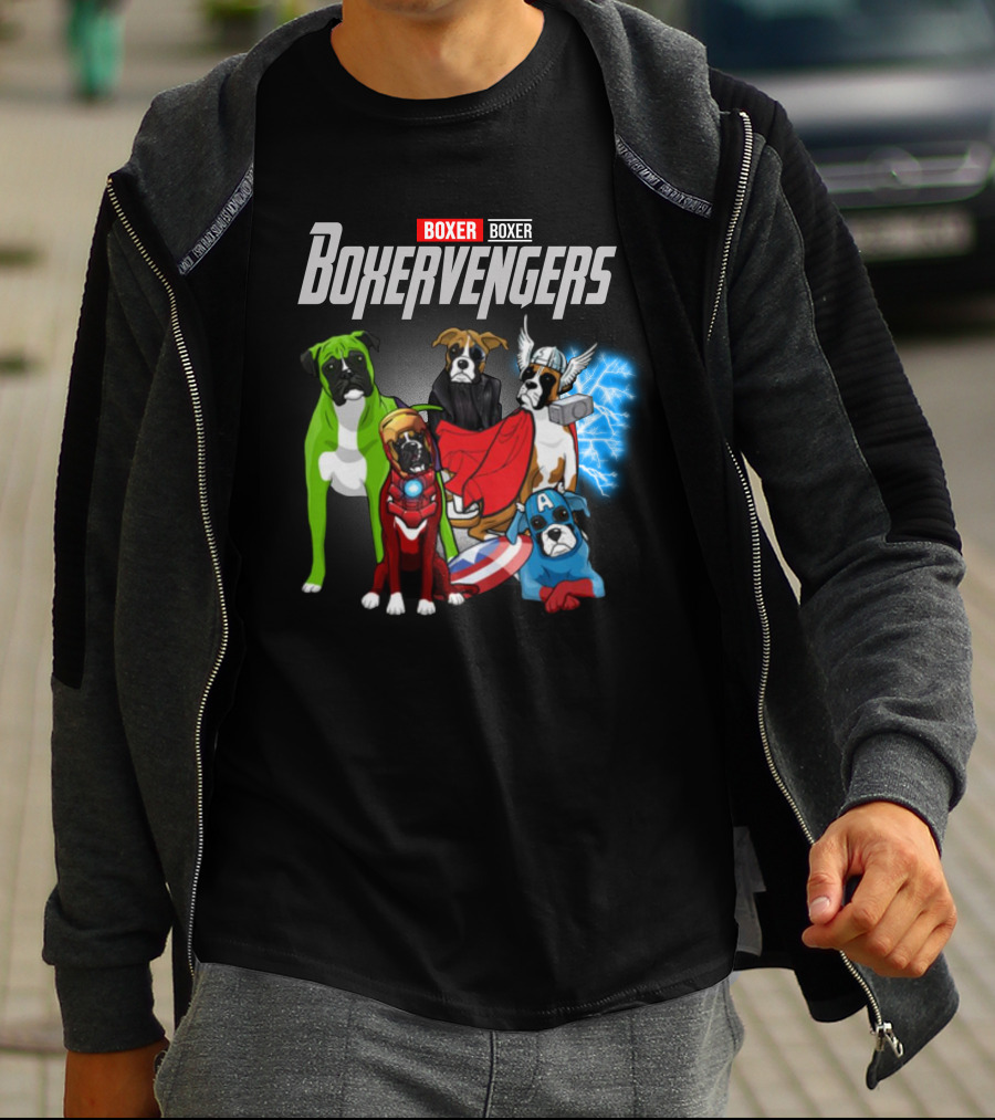 Marvel Avengers Boxer Boxervengers Dogs Superhero T-Shirt