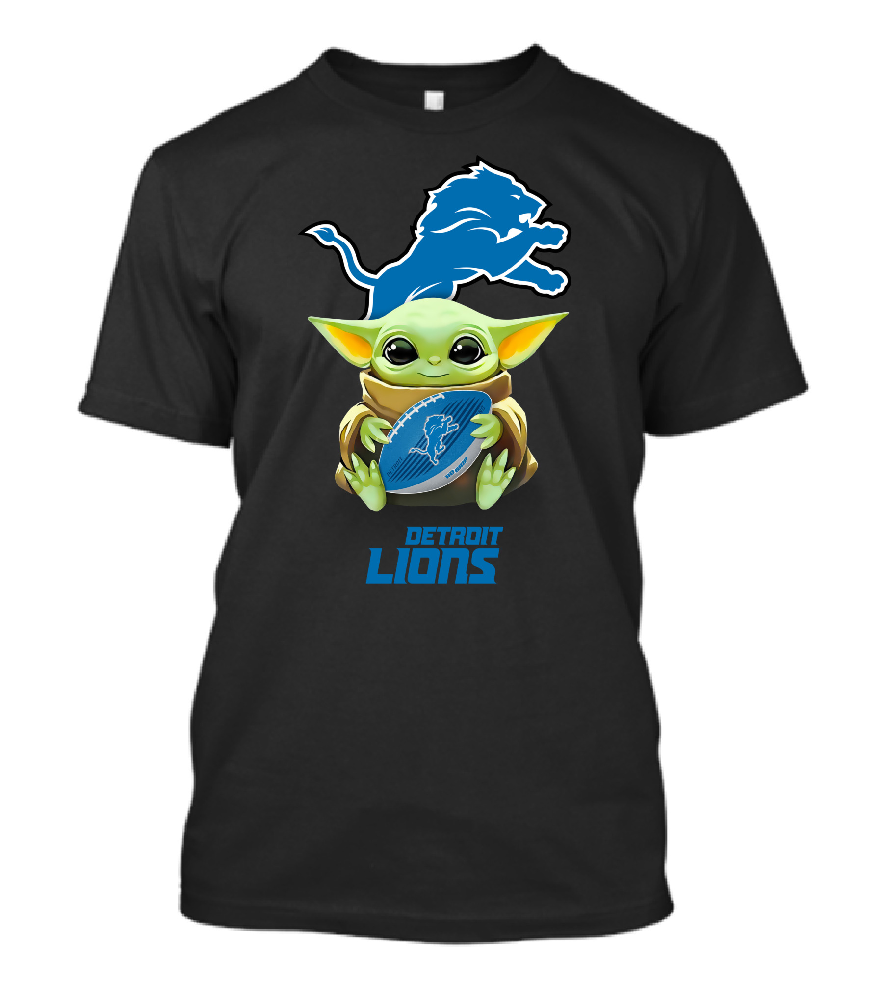 Baby Yoda Hug Detroit Lions Football T-Shirt