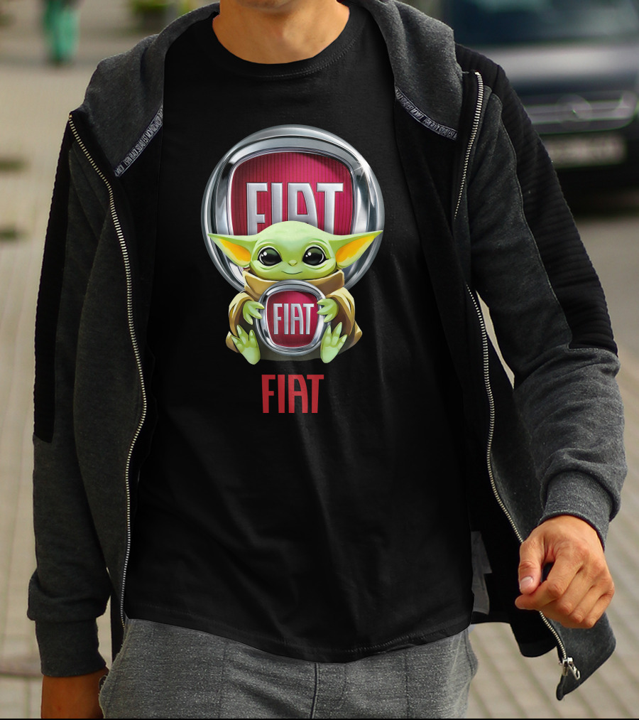 Baby Yoda Holding Fiat Emblem T-Shirt