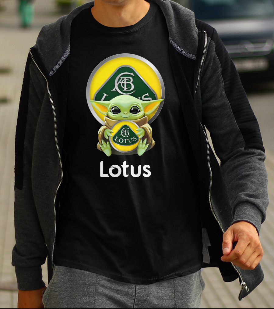Baby Yoda Holding Lotus Cars Logo Acbc T-Shirt