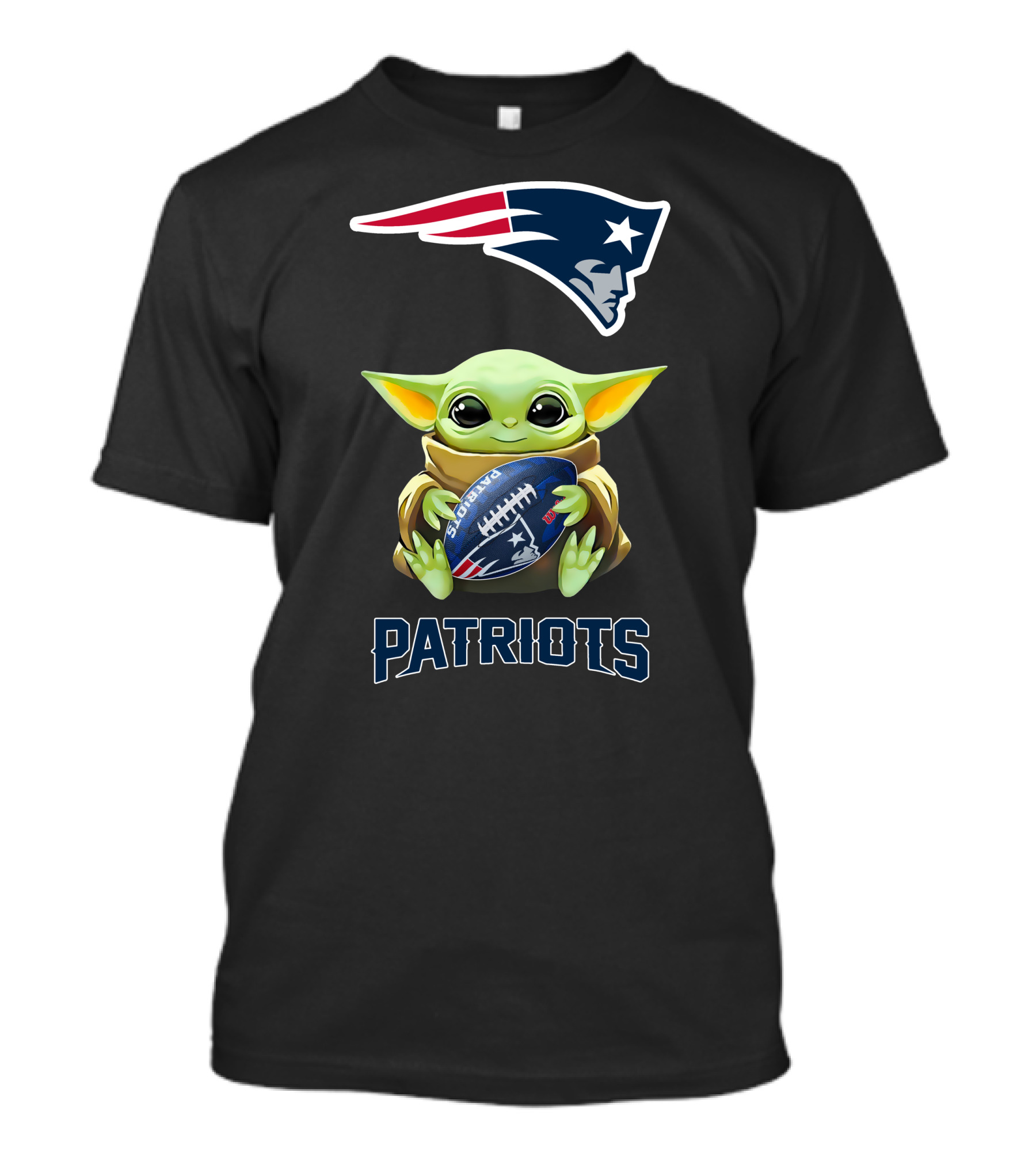 Baby Yoda Hugging New England Patriots Football Logo Fans T-Shirt