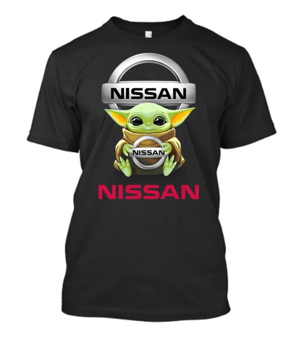 Nissan Logo With Baby Yoda Hugging Nissan Emblem T-Shirt