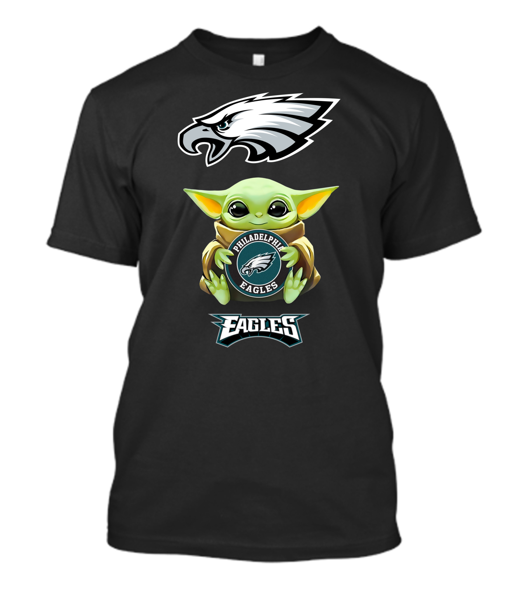 Philadelphia Eagles Baby Yoda Hugging Team T-Shirt